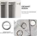 MIULEE Linen Texture 84 Inches Curtains for Bedroom 100% Blackout Thermal Insulated Light Gray Curtains Grommet Room Darkening Drapes for Living Room Nursery 52x84 Inch (2 Panels)
