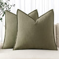 MIULEE Decorative Linen Pillow Covers 18x18 Inch Light Olive Green