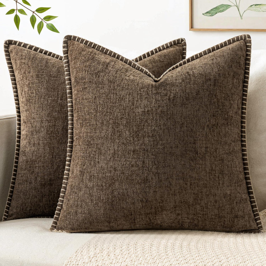 MIULEE Decorative Couch Throw Pillow Covers 20x20 Inch Brown 2 Pack