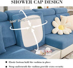 Sofa Covers Couch Covers for Sofa Pet Friendly Couch Cushion Covers Universal Sofa Covers Washable Stretch Slipcovers for Sectional Sofa (Texture Blue, 3 Seats + Chaise Cover)