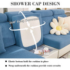 Disayu Sofa Covers Couch Covers for Sofa Pet Friendly Couch Cushion Covers Universal Sofa Covers Washable Stretch Slipcovers for Sectional Sofa (Texture Blue, 2 Seats + Chaise Cover)
