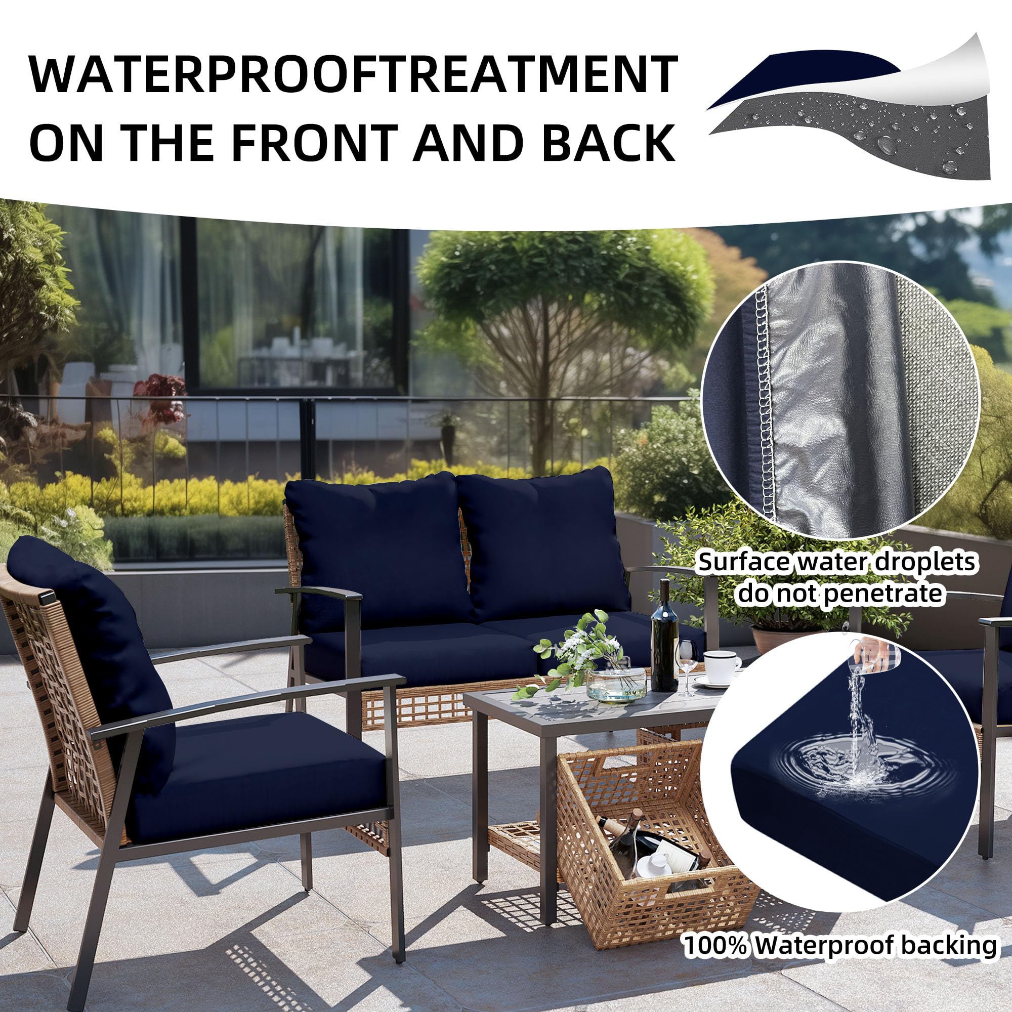 DREAHOTEXTIL 14Pcs Outdoor Cushion Covers, Elastic Patio Cushion Covers