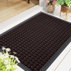 Smiry Front Door Mat Outside Entrance, Heavy Duty Natural Rubber Doormat, Non Slip, Trap Dirt and Moisture, Easy Clean, Low Profile Welcome Floor Mats for Indoor Outdoor Entry, 59x23 Inch, Brown