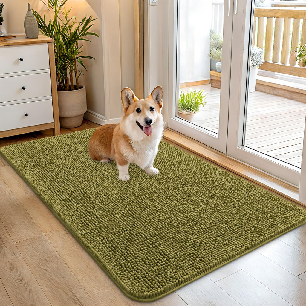 OLANLY Dog Door Mat for Muddy Paws 45x27, Super Absorbent Chenille Mud Mat