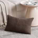 Fancy Homi 2 Packs Dark Brown Lumbar Decorative Throw Pillow Covers 14x22 Inch for Living Room Couch Bed, Rustic Farmhouse Boho Home Decor, Soft Striped Corduroy Rectangle Accent Cushion Case 35x55 cm
