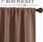 RYB HOME 54 inch Blackout Curtains for Living Room, Rod Pocket Thermal Insulated Small Window Drapes Room Darkening Shades for Bedroom Studio Dorm, W 42 x L 54 inch, Set of 2 Panels, Mocha