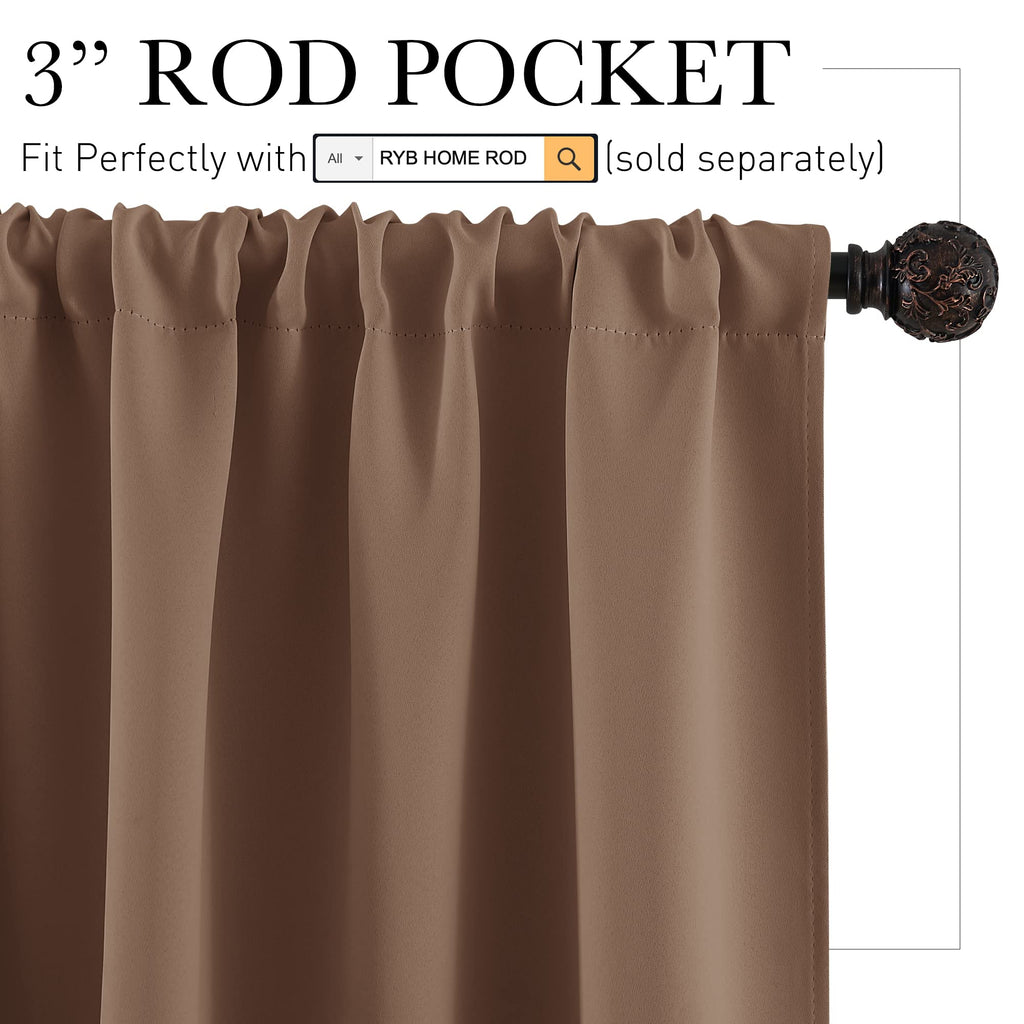 RYB HOME Blackout Curtains for Bedroom Living Room Nursery 72 inches Long