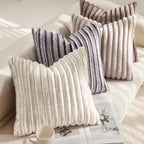 decorUhome Fall Faux Fur Throw Pillow Covers 18x18 Set of 2 Light Coffee