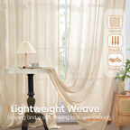 BGment Linen Curtains 84 Inch Length for Living Room Windows, Semi Sheer Natural Textured Drapes for Bedroom Dining Farmhouse Decorative Rustic Rod Pocket Lightweight, 2 Panels Set, Each 60 Inch Wide