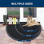 Smiry Half Circle Front Door Mat Outside Entrance, Heavy Duty Sturdy Natural Rubber Doormat, Trap Dirt and Moisture, Low Profile Mats for Indoor Outdoor Entry, Irregular Triangle (35x23, Black)