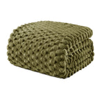 Exclusivo Mezcla 3D Fleece King Size Blanket for Bed, Olive Green