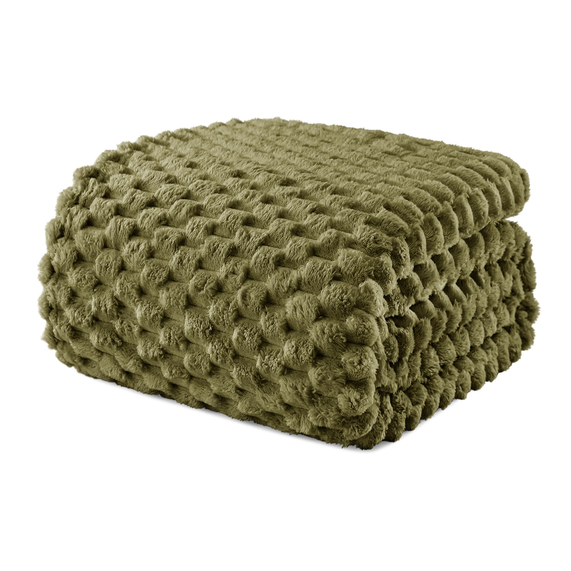 Exclusivo Mezcla 3D Fleece King Size Blanket for Bed, Olive Green
