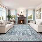 Lofus 9x12 Area Rug for Living Room,Blue Washable Area Rugs with Non-Slip Backing,Soft Boho Carpets for Bedroom Dining Room Home Office Indoor Nursery