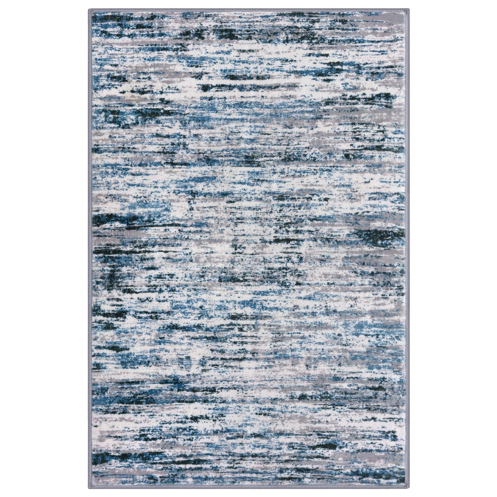 Lansny Modern Abstract Small Area Rug Indoor 3x5 Washable Rug Non-Slip Soft Entryway Rug Grey Blue White Kitchen Mats Thin Print Faux Wool Floor Carpet Throw Rugs for Entrance Bedroom Home Decor
