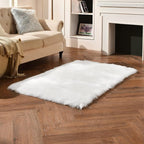 duduta White Faux Sheepskin Fur Rug 3x5 ft, Fluffy Shag Bedroom Dorm Nursery Playroom Carpet Rug Non Slip Washable