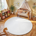 Amearea White Round Area Rugs 4ft Washable Circle Rugs for Bedroom Living Room, Fluffy Indoor Thickened Memory Foam Rug, Non Slip Minimalist Circular Carpet for Kids Boys Girls Dorm Nursery Room Decor