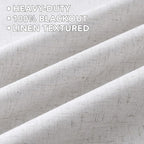 H.VERSAILTEX Linen Curtains 100% Blackout Curtains for Bedroom 54 inch Long Full Light Blocking Nature Linen Blended Window Curtains for Living Room Nickel Grommet (2 Panels, Heathered White)