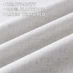 H.VERSAILTEX Linen Curtains 100% Blackout Curtains for Bedroom 96 inch Long Full Light Blocking Nature Linen Blended Window Curtains for Living Room Nickel Grommet (2 Panels, Heathered White)