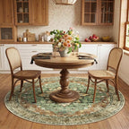 RELEANY Area Rugs 6ft Washable Non-Slip, Floral Vintage Distress Print Pattern Medallion Carpet for Living Room Bedroom Dining Room, Brick Red Rust Neutral Brown Burnt Orange
