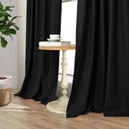 Pitalk 54 Inch Blackout Curtains Length 2 Panels Set Back Tab Pocket Room Darkening Insulating Thermal Short Sunblock Solar Soundproof Black Dark Out Curtains for Bedroom Nursery Man Cave 52x54 Long