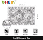 HEBE Washable Area Rug - 2'x3' Non Slip Soft Distressed Medallion Bedroom Boho Living Room Accent Throw Vintage Entry Floor Carpet for Dining Room Bathroom Entryway