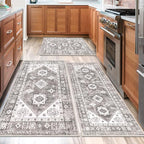 HEBE Boho Kitchen Rug Sets 3 Piece with Runner Non Slip Kitchen Rugs and Mats Washable Kitchen Mats for Floor Thick Kitchen Floor Mat Carpet Runner Rugs for Hallway Laundry Holiday Decor