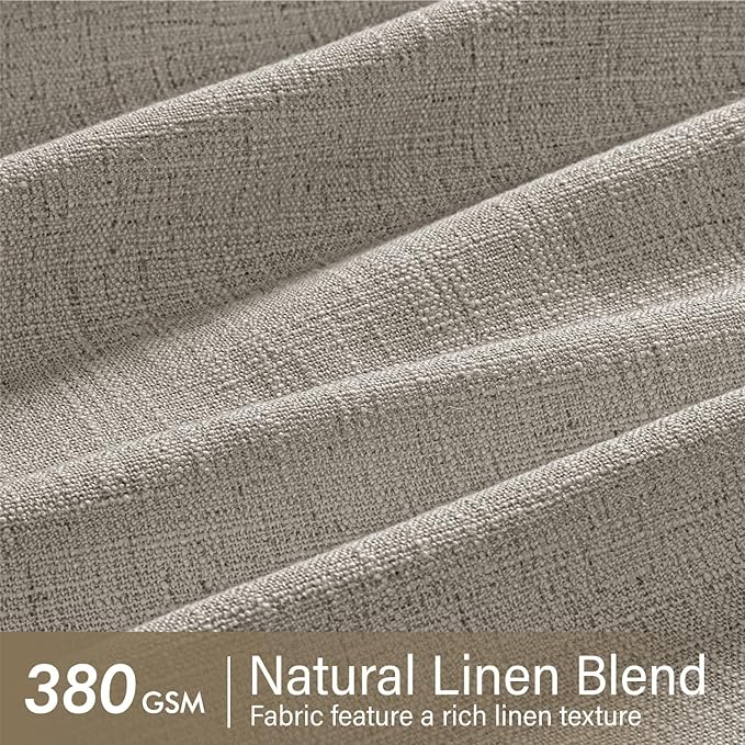 MIULEE Pinch Pleated Thick Linen Curtains 108 Inches Length Taupe Curtains