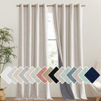 NICETOWN Brich Vintage Open Linen Weave Flax Thermal Curtains, 100% Blackout Curtains 108" Long for Dining Room, Soundproof Window Treatment Drapes for Hall Room, 52" Wide Per Panel, Set of 2