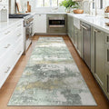 BEIMO Runner Rug for Hallway Kitchen, 2x8 Machine Washable Runners Rug for Entryway, Light Green Soft Modern Abstract Throw Rugs, Low Pile Floor Carpet with Non Slip Backing