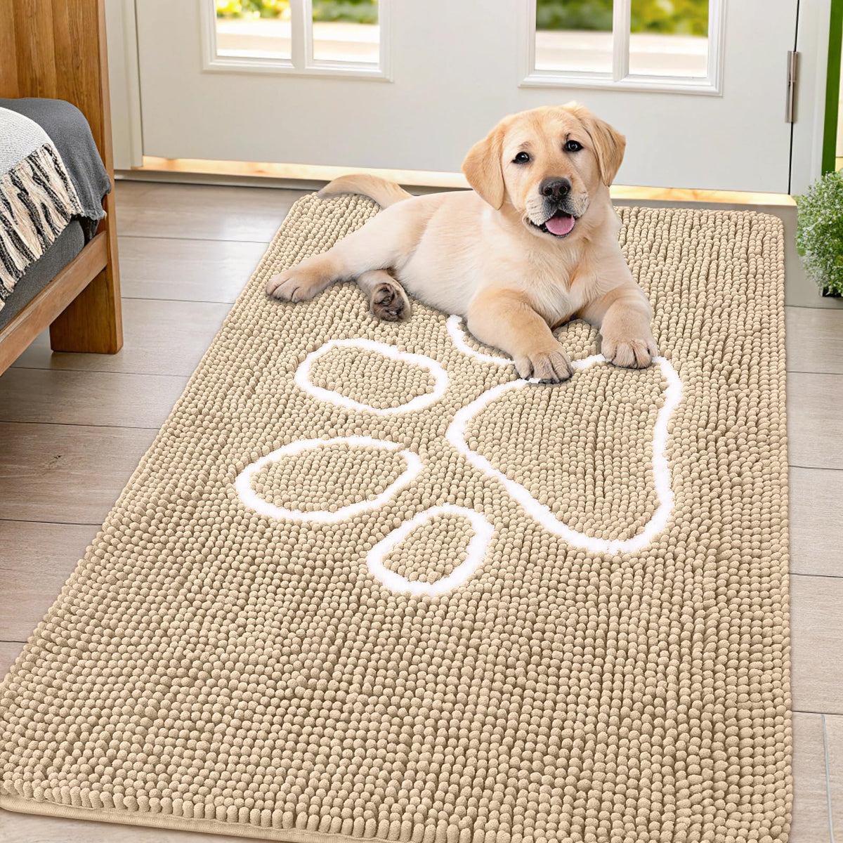 Smiry Dog Door Mat for Muddy Paws, Absorbent Non Slip Dirt Trapper, 47x32