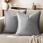 GIGIZAZA Velvet Dark Grey Throw Pillow Covers,20x20 Square Pillow Covers Set of 2 Decorative Modern Pillows for Living Room Couch Sofa Luxury Solid Pillow Cases