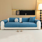 MDSASFD Velvet Couch Cover, Plush Sectional Sofa Cover Washable, Anti Slip Sofa Slipcover for Armrest & Backrest, Furniture Protector Covers for Pets & Kids(1PC, Blue, 35.4"×35.4", Single Seater)