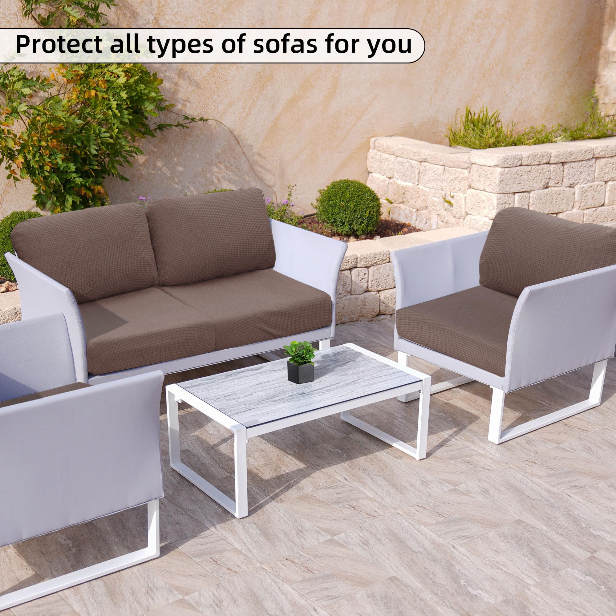 SUKAIKEQA 8PCS Patio Cushion Covers.Patio Furniture Couch SeatSlipcovers