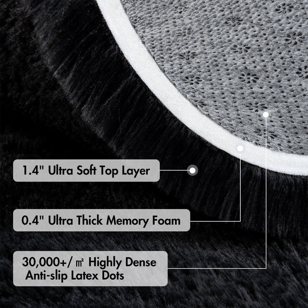 5x8 Ft Extra Large Shag Rugs for Living Room, Ultra Soft Fluffy Furry Area Rugs for Bedroom Indoor Floor, Aesthetic Carpet for Kids Home Decor (Black)