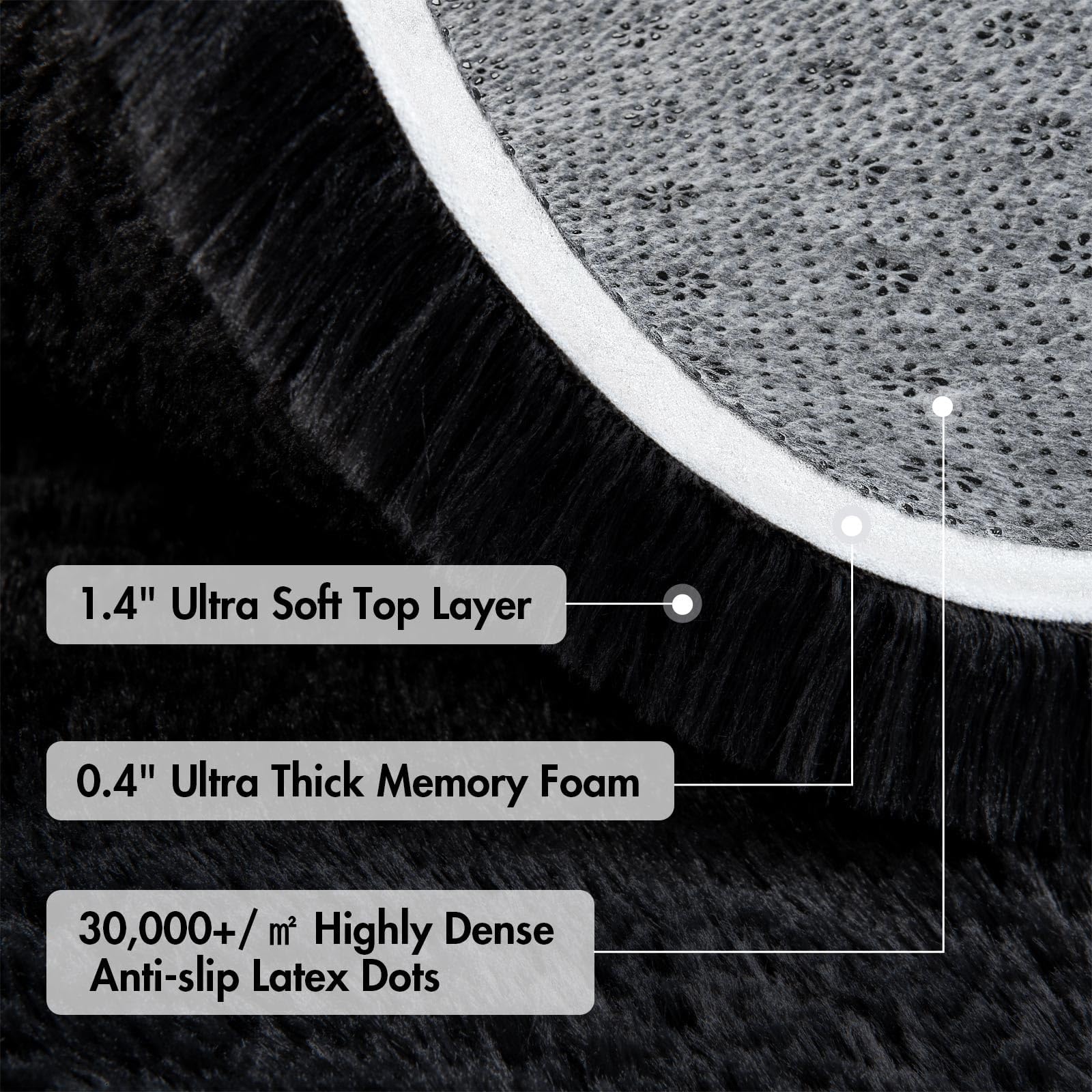 5x8 Ft Extra Large Shag Rugs for Living Room, Ultra Soft Fluffy Furry Area Rugs for Bedroom Indoor Floor, Aesthetic Carpet for Kids Home Decor (Black)