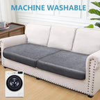 Leather Look Couch Cushion Covers Sofa Seat Slipcovers Sets Couches Furniture Protector for Sectional Armchair Loveseat Pets Kids Stretch Spandex Fabric (2 Cushion Sofa, Light Brown)