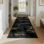 RELEANY Washable Runner 3'x7' Abstract Area Rug for Hallway Black Gold