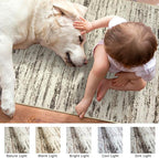 Lansny Modern Abstract Runner Rug, 2x6 Feet, Beige, Faux Wool, Machine Washable, Non-Slip, Soft, Kid & Pet Friendly