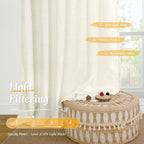 LAMIT Light Filtering Natural Linen Curtains 63 Inch Length for Living Room