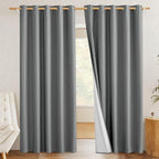 NICETOWN 100% Absolutely Blackout Linen Curtains with Thermal Insulated White Liner, Dove Grey, 62" Wide, 2 Pieces, Privacy Vertical Window Drapes for Office Laundry Living Room Windows 72 inch Long