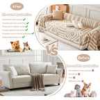 HANDONTIME Sofa Covers for Sectional Sofa Set Boho Couch Cover for Dogs Khaki Throw Couch Cover with Tassel Loveseat Covers Futon Cover L Shaped Cover Washable Chenille Couch Protector, 71" X118"
