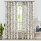 jinchan Floral Curtains 84 Inches Long Black Flower Linen Farmhouse Curtain for Living Room French Country Vintage Curtain Rod Pocket Curtains Set 2 Panels Balck Floral Printed