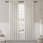 Cream Linen Curtains 84 inches Long for Bedroom Back Tab Light Filtering Privacy Sheer Curtains Modern Farmhouse Decor for Living Room Dinning Room Cotton Textured Gauze Curtain 2 Panel Set 36x84