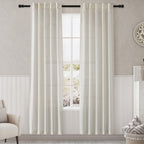 Cream Linen Curtains 84 inches Long for Bedroom Back Tab Light Filtering Privacy Sheer Curtains Modern Farmhouse Decor for Living Room Dinning Room Cotton Textured Gauze Curtain 2 Panel Set 36x84