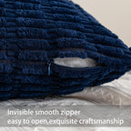 Aegero Pack of 2 Corduroy Decorative Throw Pillow Covers 24x24 Inch, Blue