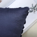 decorUhome Summer Throw Pillow Covers 20x20 Inch Set of 2, Soft Plush Faux Wool Navy Blue Solid Couch Pillow Covers, Accent Farmhouse Neutral Square Pillow Cases for Sofa Bed Living Room