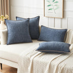MIULEE Decorative Couch Throw Pillow Covers 18x18 in Dark Grey Blue 2 Pack
