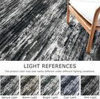 KOZYFLY Kitchen Runner Rug for Hallway Non-Slip Modern Abstract Runner Rug 2x5 Black Grey, Washable Carpet Runner Laundry Room Mat with Soft Low Pile for Entryway Bathroom Bedroom Kitchen