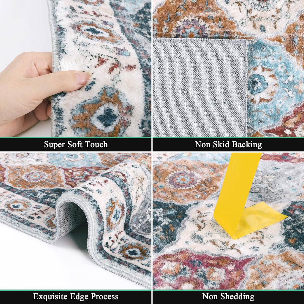 HEBE Hallway Runner Rug 2'8''x8', Washable Non Slip Kitchen Rug Runner