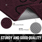 Smiry Dog Door Mat for Muddy Paws, Absorbent Dirt Trapper Non Slip Quick Dry Washable Chenille Mat for Mud Dogs, Entry Rug for Indoor and Outdoor (48x30 Inches, Russet and Black)